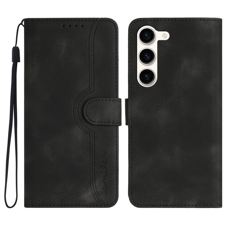 

For Samsung Galaxy S23 5G Heart Pattern Skin Feel Leather Phone Case(Black)