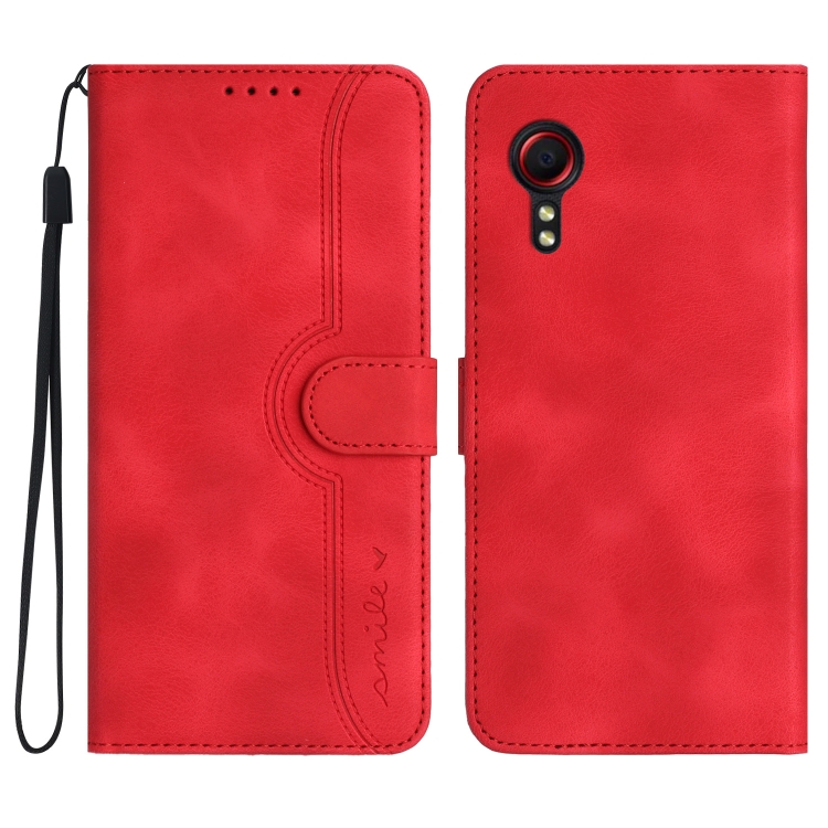 

For Samsung Galaxy Xcover 5 Heart Pattern Skin Feel Leather Phone Case(Red)