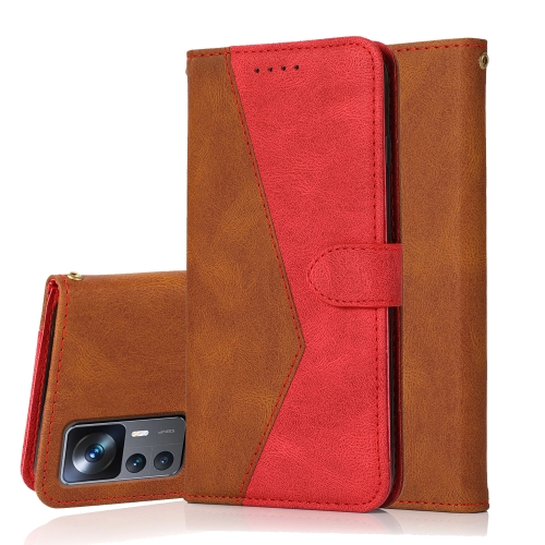 

For Xiaomi Redmi K50 Ultra / Xiaomi 12T Pro / 12T Dual-color Stitching Leather Phone Case(Brown Red)