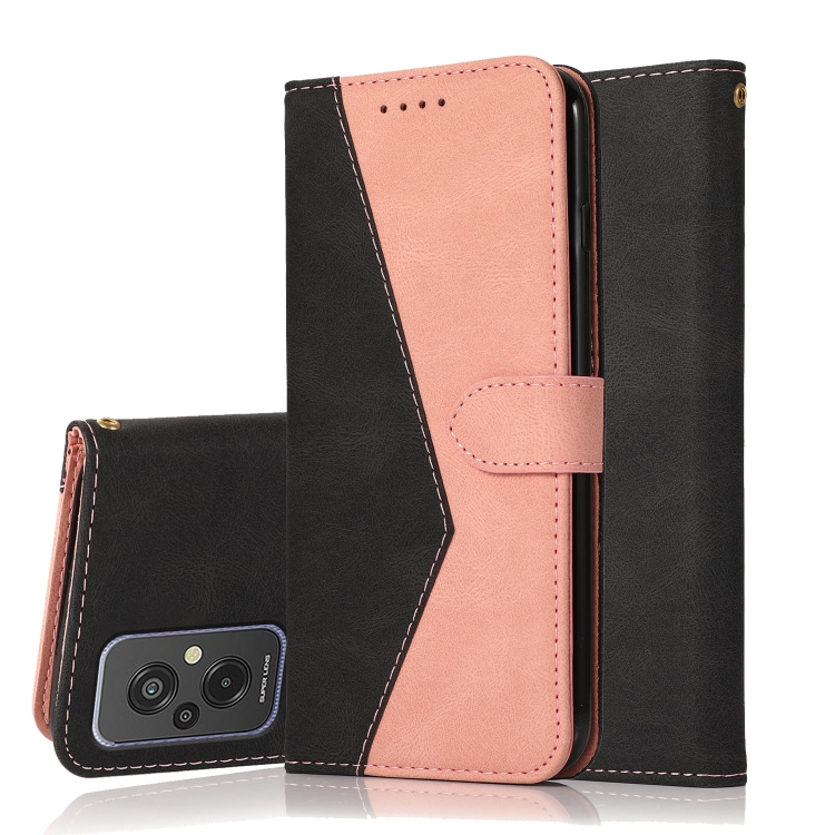 

For Xiaomi Redmi 11 Prime 4G Dual-color Stitching Leather Phone Case(Black Rose Gold)