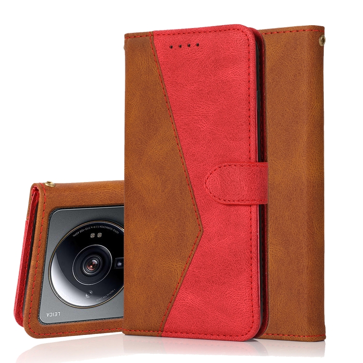 

For Xiaomi 12S Ultra Dual-color Stitching Leather Phone Case(Brown Red)