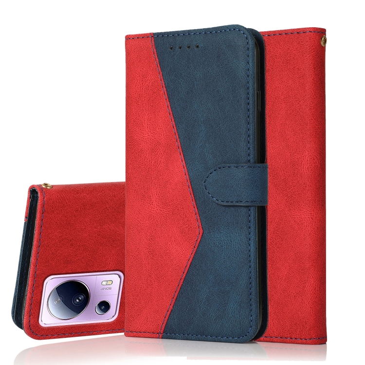 

For Xiaomi Civi 2 Dual-color Stitching Leather Phone Case(Red Blue)