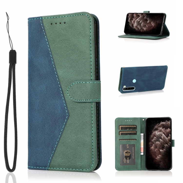 

For Xiaomi Redmi Note 8 Dual-color Stitching Leather Phone Case(Blue Green)