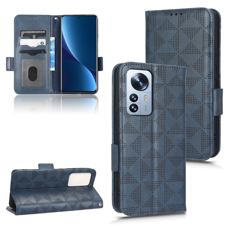 

For Xiaomi 12 Lite Symmetrical Triangle Leather Phone Case(Blue)