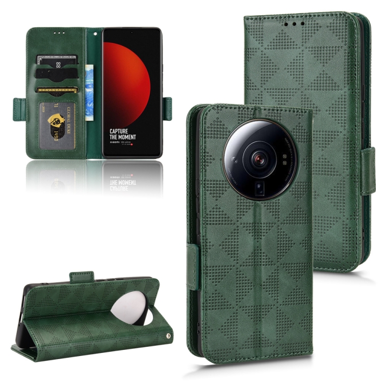 

For Xiaomi 12S Ultra Symmetrical Triangle Leather Phone Case(Green)
