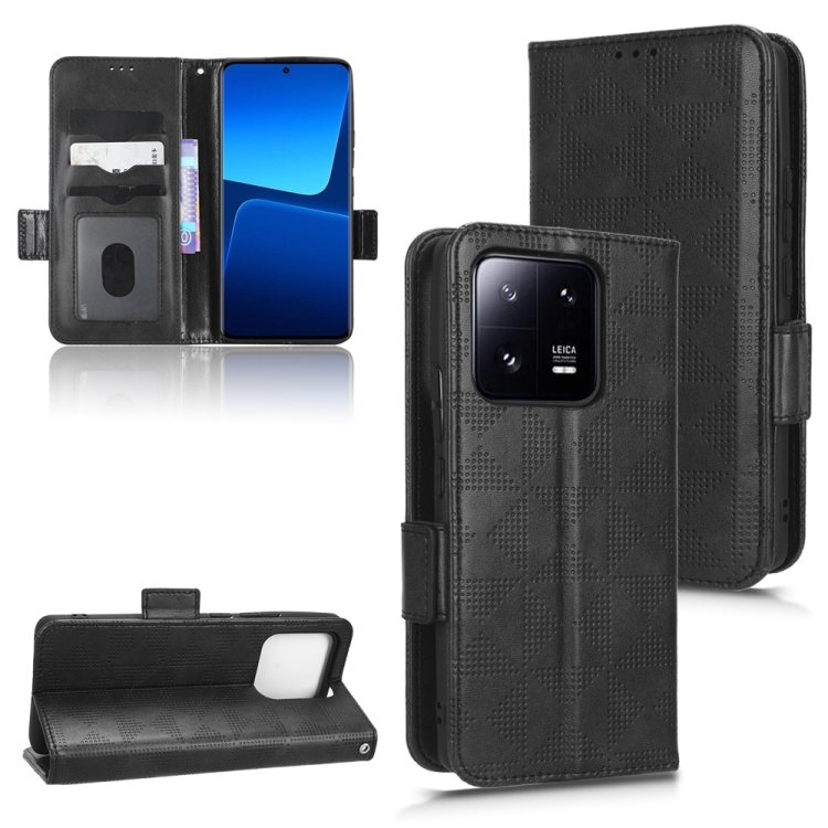 

For Xiaomi 13 Symmetrical Triangle Leather Phone Case(Black)