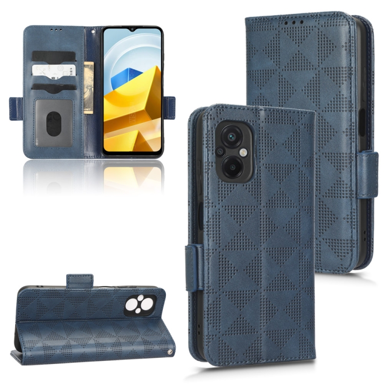 

For Xiaomi Poco M5 4G Symmetrical Triangle Leather Phone Case(Blue)
