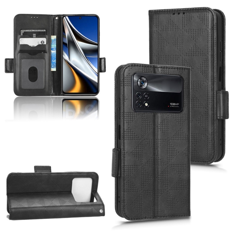 

For Xiaomi Poco X4 Pro 5G Symmetrical Triangle Leather Phone Case(Black)