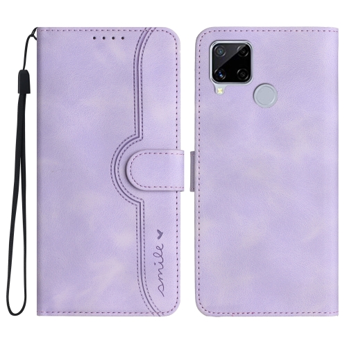 

Heart Pattern Skin Feel Leather Phone Case For Realme C15/C12/Narzo 20/7i Global/Narzo 30A/C25/C25s(Purple)