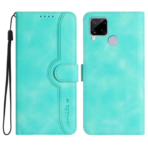 

Heart Pattern Skin Feel Leather Phone Case For Realme C15/C12/Narzo 20/7i Global/Narzo 30A/C25/C25s(Light Blue)
