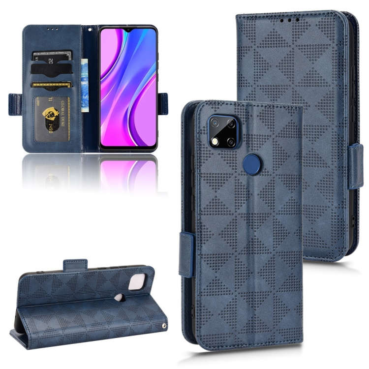 

For Xiaomi Redmi 10A / 9C Symmetrical Triangle Leather Phone Case(Blue)