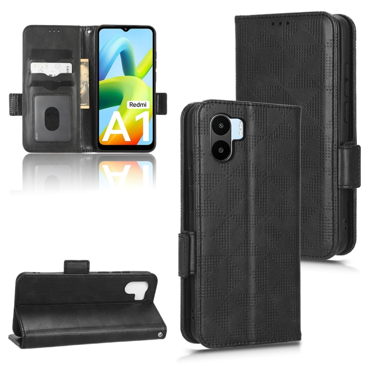 

For Xiaomi Redmi A1 Symmetrical Triangle Leather Phone Case(Black)