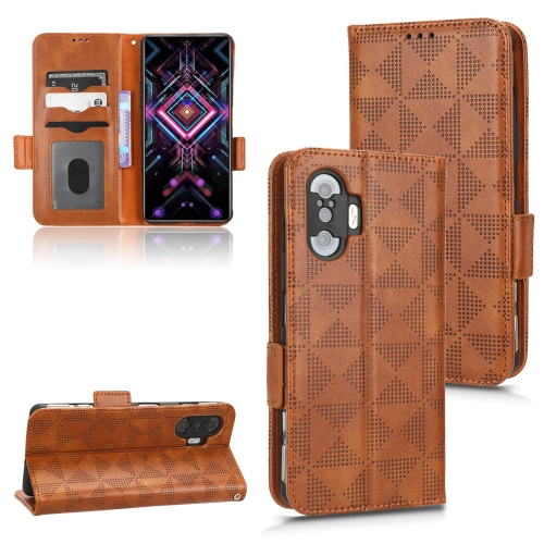 

For Xiaomi Redmi K40 Gaming / Poco F3 GT Symmetrical Triangle Leather Phone Case(Brown)