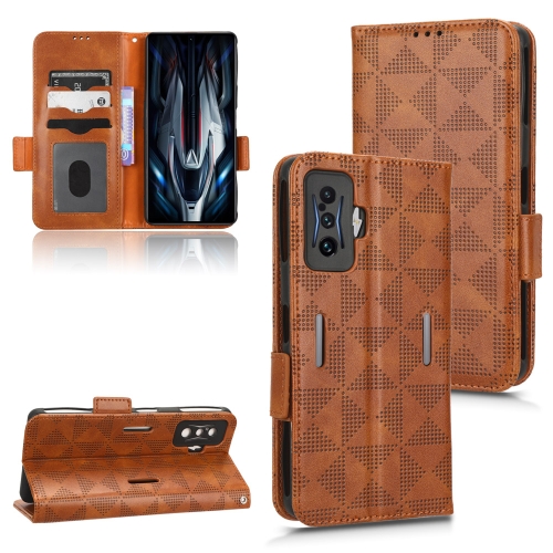 

For Xiaomi Redmi K50 Gaming Symmetrical Triangle Leather Phone Case(Brown)