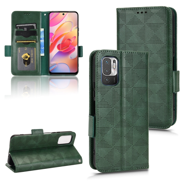 

For Xiaomi Redmi Note 10 JE Symmetrical Triangle Leather Phone Case(Green)