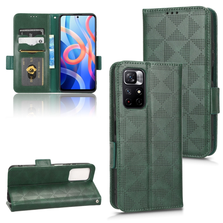 

For Xiaomi Redmi 10/Note 11S 5G/Poco M4 Pro 5G Symmetrical Triangle Leather Phone Case(Green)