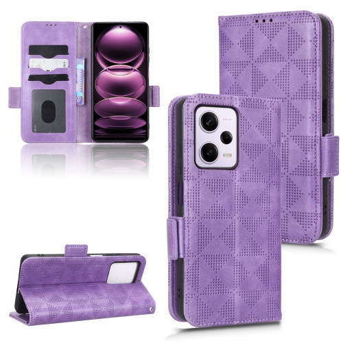 

For Xiaomi Redmi Note 12 Pro+ 5G Global Symmetrical Triangle Leather Phone Case(Purple)