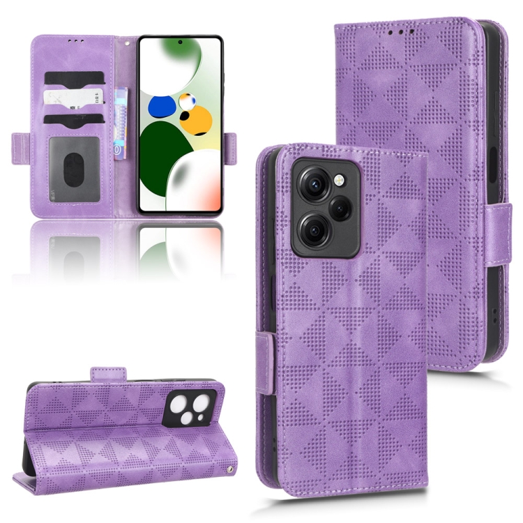 

For Xiaomi Redmi Note 12 Pro Speed Symmetrical Triangle Leather Phone Case(Purple)