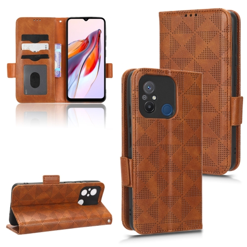 

For Xiaomi Redmi 11A 4G Symmetrical Triangle Leather Phone Case(Brown)