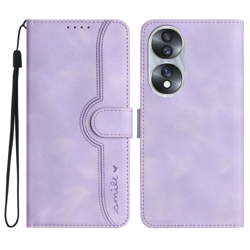 

For Honor 70 Heart Pattern Skin Feel Leather Phone Case(Purple)