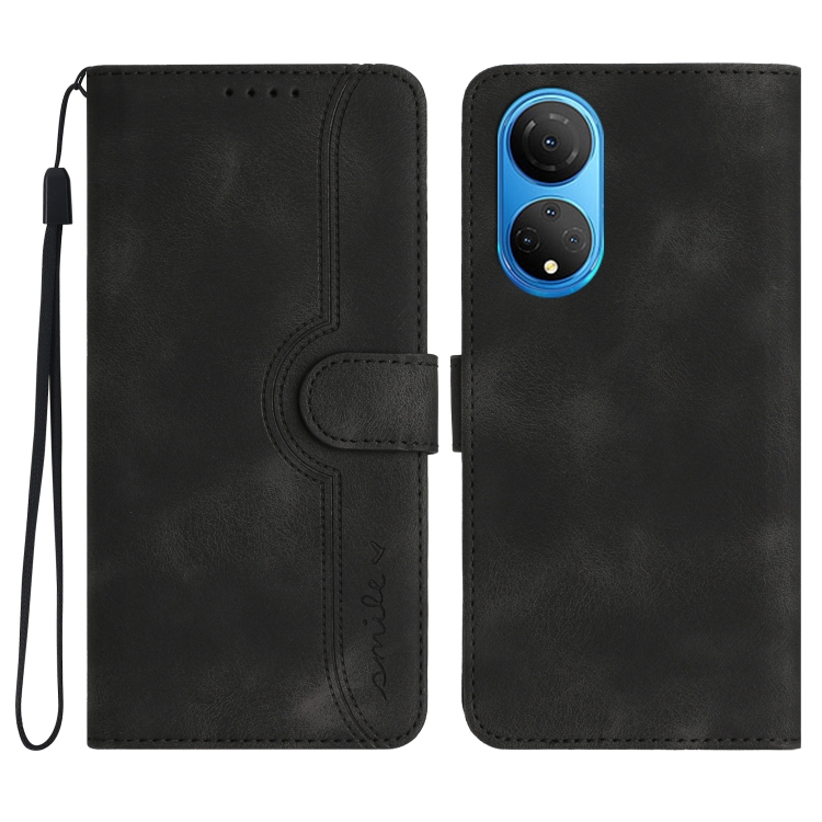 

For Honor X7 4G/Play 30 Plus Heart Pattern Skin Feel Leather Phone Case(Black)