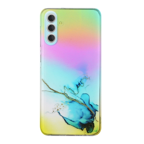 For Samsung Galaxy A15 5G Laser Marble Pattern Clear TPU Protective Phone Case(Blue) cleqee p7100 1pcs oscilloscope probe 100mhz bnc protective cap scope probe x1 x10 dc 100mhz