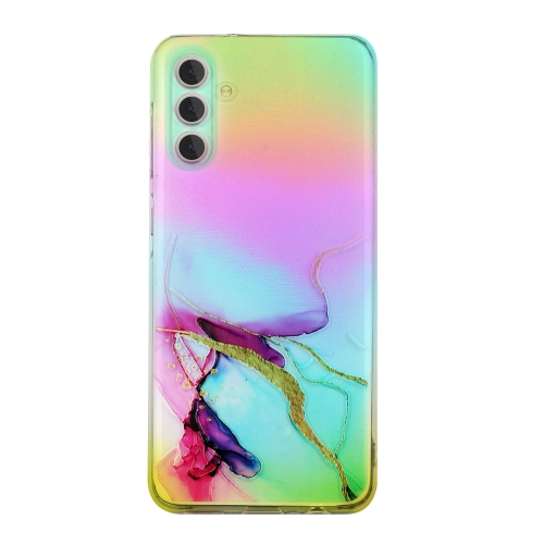 

For Samsung Galaxy A05s Laser Marble Pattern Clear TPU Protective Phone Case(Green)