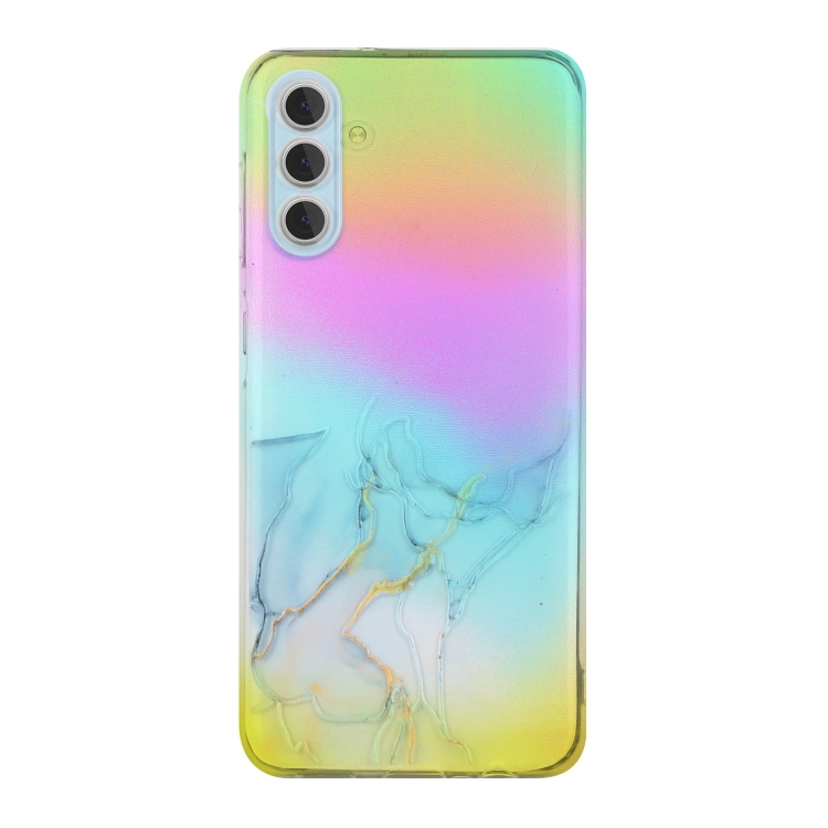 

For Samsung Galaxy A55 5G Laser Marble Pattern Clear TPU Protective Phone Case(Grey)