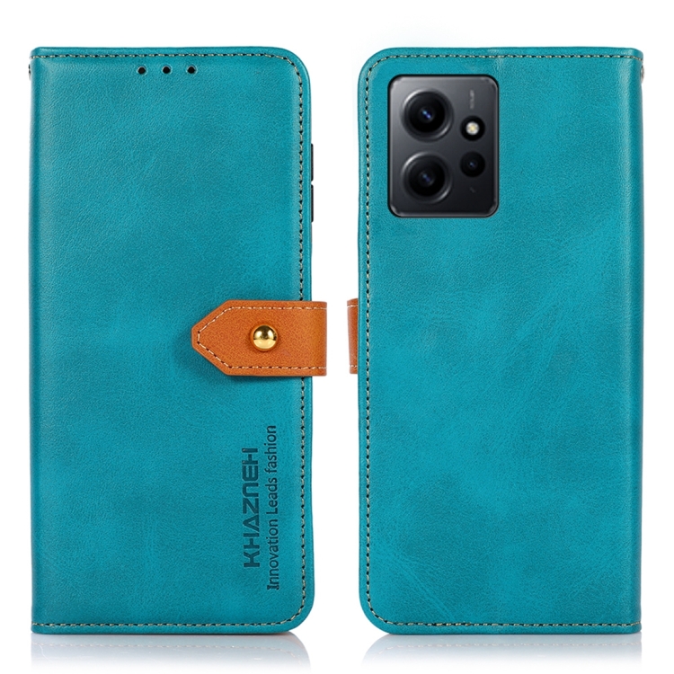 

For Xiaomi Redmi Note 12 4G Global KHAZNEH Dual-color Cowhide Texture Flip Leather Phone Case(Blue)