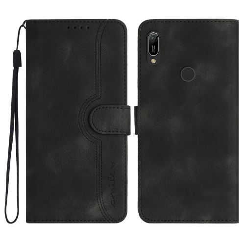 

For Huawei Y6 2019 Heart Pattern Skin Feel Leather Phone Case(Black)