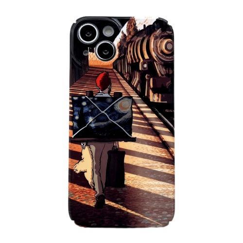 

For iPhone 14 Plus Precise Hole Glossy PC Phone Case(Train Station)