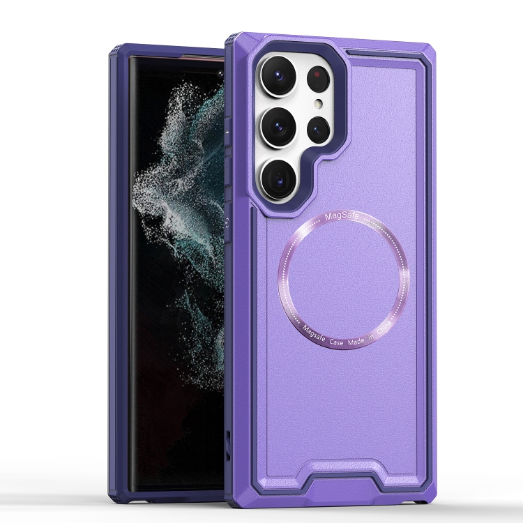

For Samsung Galaxy S23 5G Armour Two-color MagSafe Magnetic TPU + PC Phone Case(Purple)