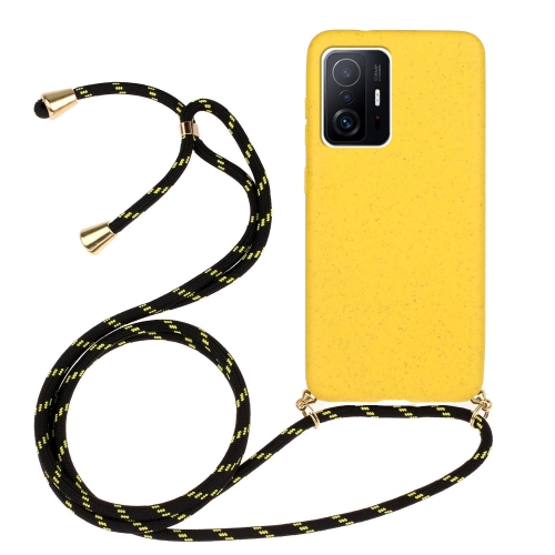 

For Xiaomi 11T / 11T Pro Wheat Straw Material + TPU Phone Case with Lanyard(Yellow)