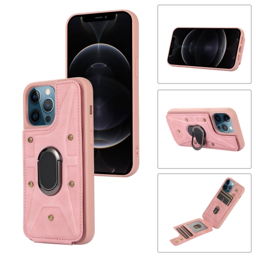 

For iPhone 11 Pro Armor Ring Wallet Back Cover Phone Case(Pink)