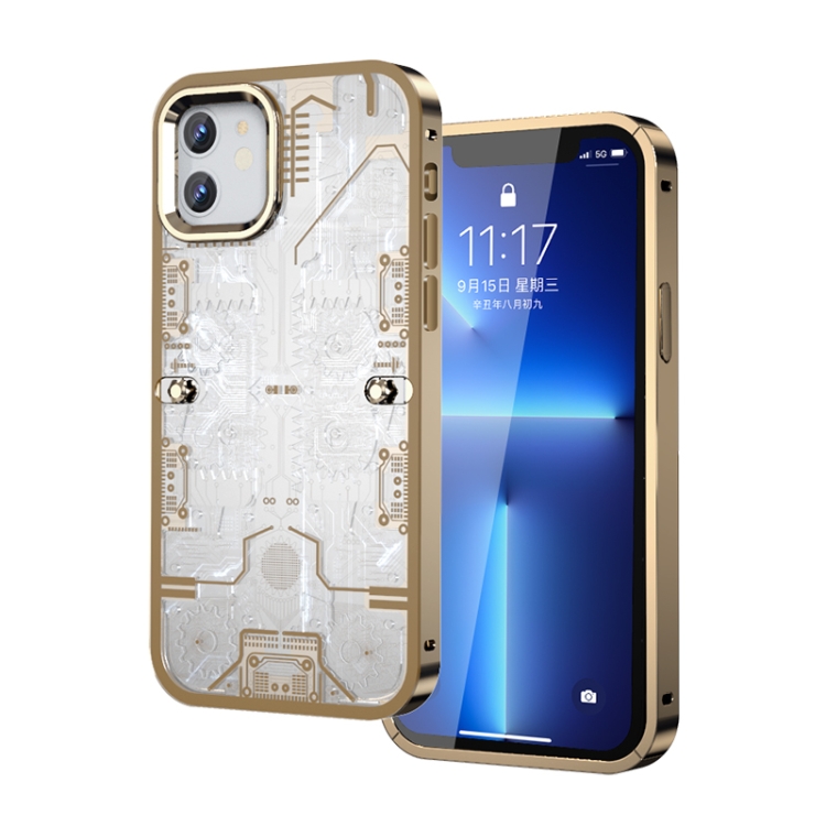 

For iPhone 12 Pro Max Gear Machinery Aluminum Alloy Shockproof Phone Case(Gold)