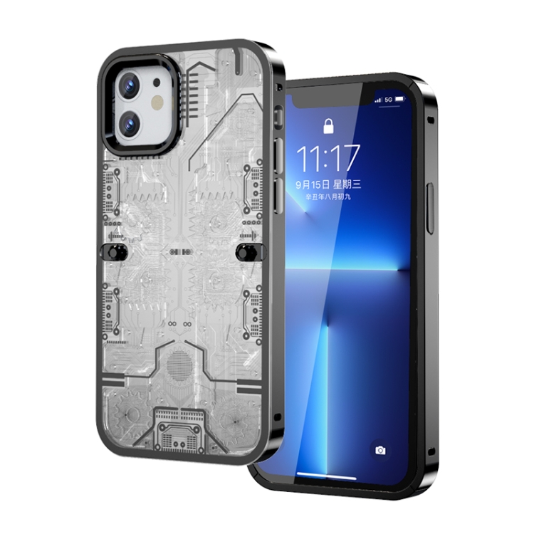 

For iPhone 13 Pro Max Gear Machinery Aluminum Alloy Shockproof Phone Case(Black)