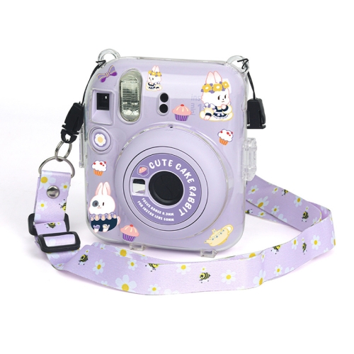 

For FUJIFILM instax mini 12 Crystal Hard Acrylic Camera Case with Shoulder Strap(DIY Purple Daisies)