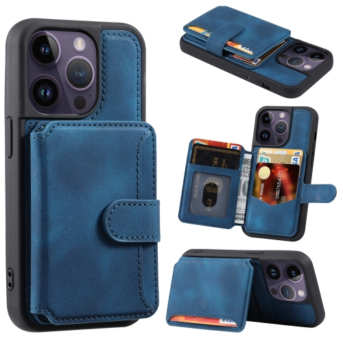 

For iPhone 12/12 Pro Skin Feel Dream Anti-theft Brush Shockproof Portable Skin Card Bag Phone Case(Peacock Blue)