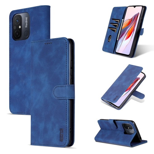 

For Xiaomi Redmi 12C / Redmi 11A / Poco C55 AZNS Skin Feel Calf Texture Flip Leather Phone Case(Blue)
