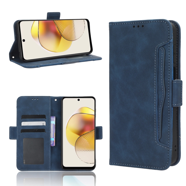 

For Motorola Moto G53 5G Skin Feel Calf Texture Card Slots Leather Phone Case(Blue)