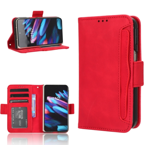 

For OPPO Find N2 Skin Feel Calf Texture Card Slots Leather Phone Case(Red)