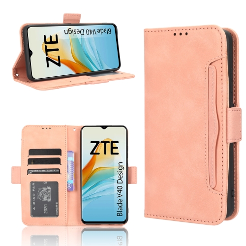 

For ZTE Blade V40 Design Skin Feel Calf Texture Card Slots Leather Phone Case(Pink)