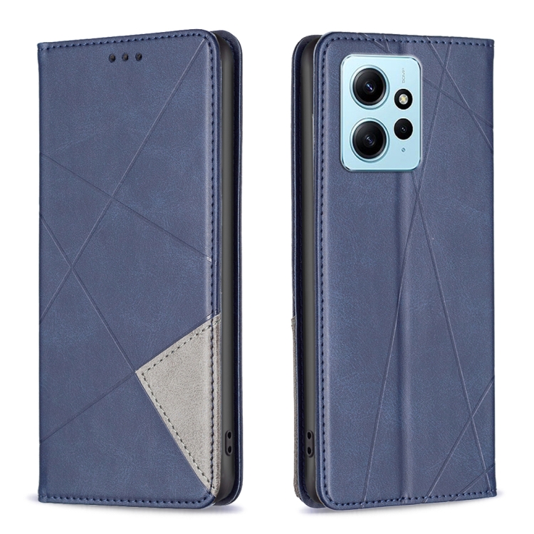 

For Xiaomi Redmi Note 12 4G Global Prismatic Invisible Magnetic Leather Phone Case(Blue)