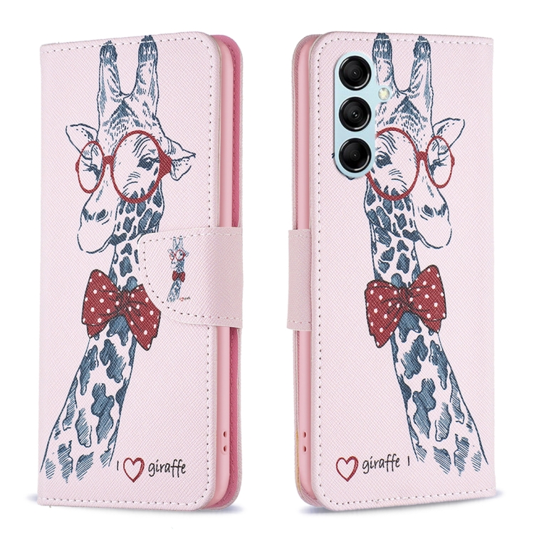 

For Samsung Galaxy M14 5G Colored Drawing Pattern Leather Phone Case(Deer)