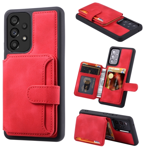 

For Samsung Galaxy A52 5G Skin Feel Dream Anti-theft Brush Shockproof Portable Skin Card Bag Phone Case(Red)