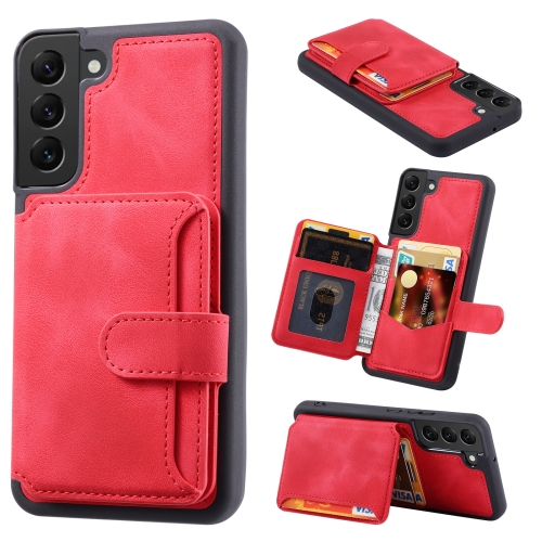 

For Samsung Galaxy S21 5G Skin Feel Dream Anti-theft Brush Shockproof Portable Skin Card Bag Phone Case(Red)