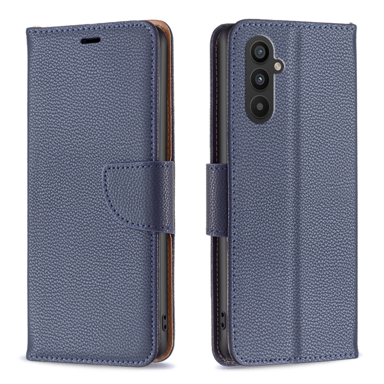 

For Samsung Galaxy A24 4G Litchi Texture Pure Color Leather Phone Case(Blue)