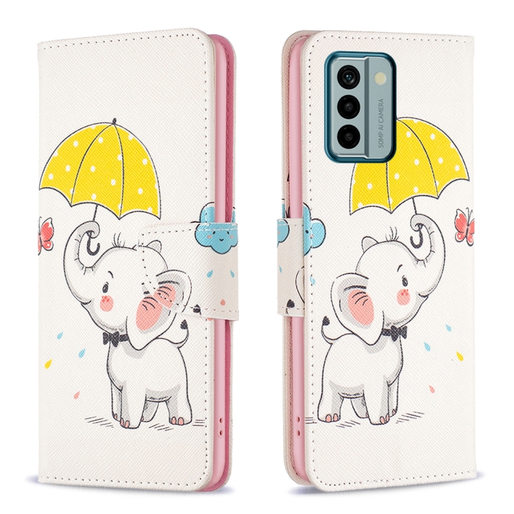 

For Nokia G22 Colored Drawing Leather Phone Case(Umbrella Elephant)