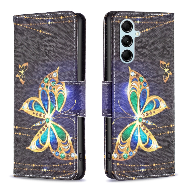 

For Samsung Galaxy M14 5G Colored Drawing Leather Phone Case(Big Butterfly)