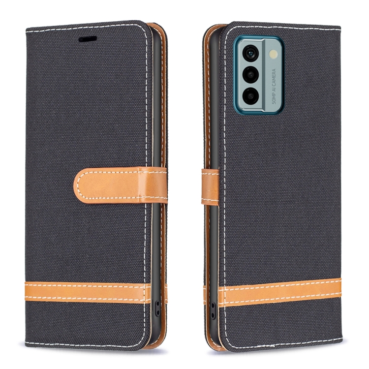 

For Nokia G22 Color Block Denim Texture Leather Phone Case(Black)